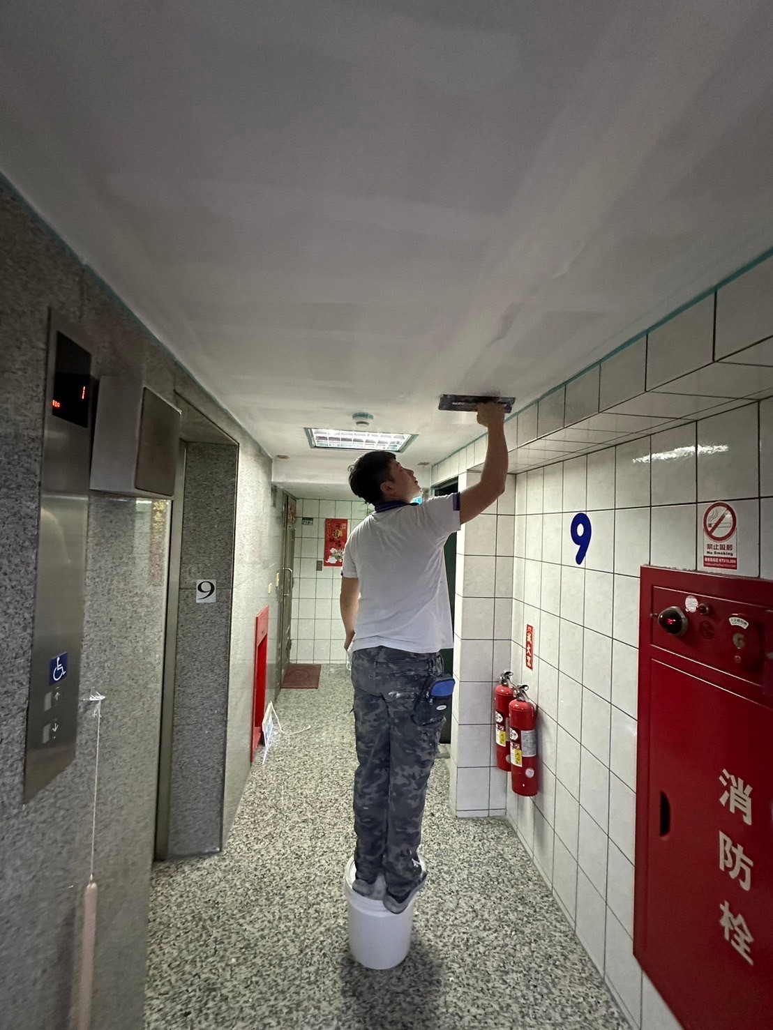 【泰山油漆工程】麗晶社區 防火建材矽酸鈣天花板施工